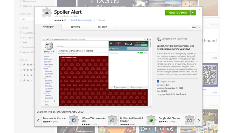 Illustration for article titled This Chrome Extension Blocks Spoilers Before They Ruin Your Day